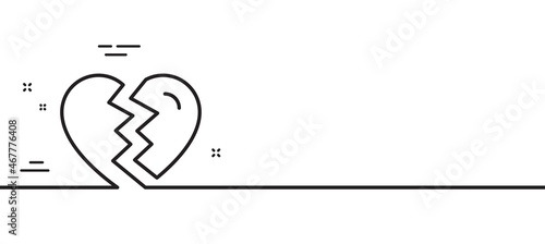 Break up Love line icon. Divorce sign. Valentines day symbol. Minimal line illustration background. Break up line icon pattern banner. White web template concept. Vector