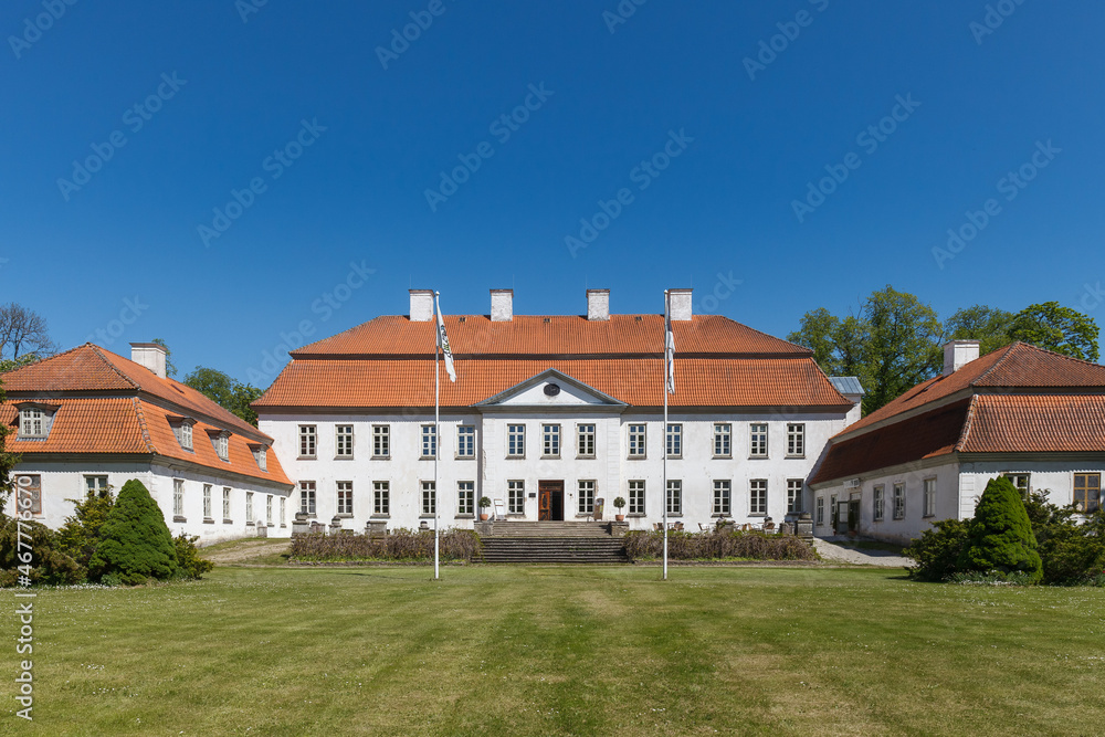 Suuremoisa is grandest baroque manor ensemble in Estonia. Was erected in 1755-60 by the Stenbock family. Hiiumaa, Estonia