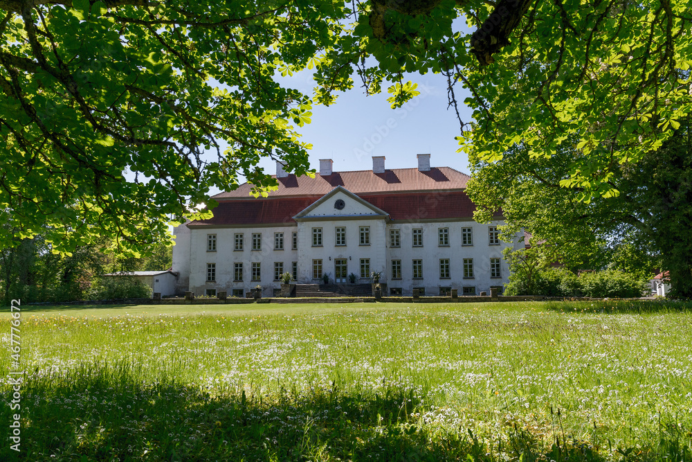 Suuremoisa is grandest baroque manor ensemble in Estonia. Was erected in 1755-60 by the Stenbock family. Hiiumaa, Estonia