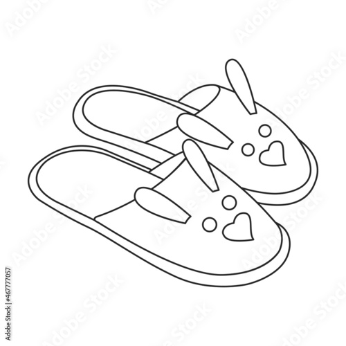 Slippers vector icon.Outline vector icon isolated on white background slippers.