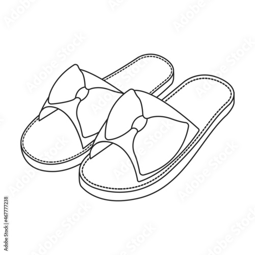 Slippers vector icon.Outline vector icon isolated on white background slippers.