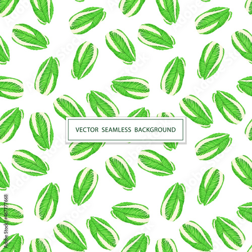 Seamless pattern with cabbage on a white background. The Chinese cabbage. Vector illustration of fresh vegetables in cartoon simple flat style.