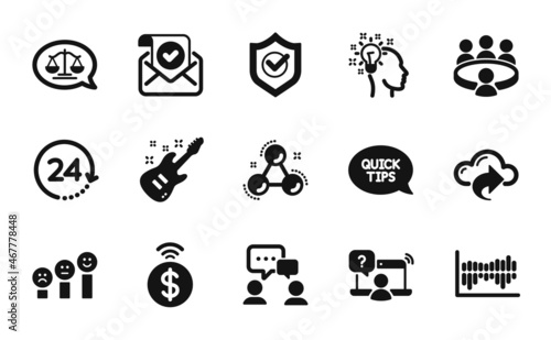 Vector set of Column diagram, 24 hours and Online question icons simple set. Customer satisfaction, Chemistry molecule and Meeting icons. Column diagram simple web symbol. Vector
