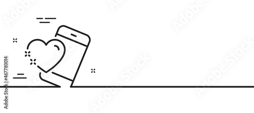 Heart with phone line icon. Love emotion sign. Valentine day symbol. Minimal line illustration background. Heart line icon pattern banner. White web template concept. Vector