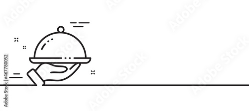 Restaurant food line icon. Dinner sign. Hotel room service symbol. Minimal line illustration background. Restaurant food line icon pattern banner. White web template concept. Vector