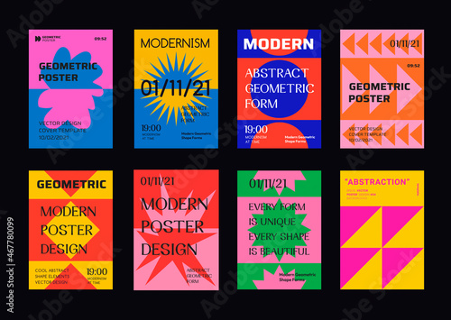 Modern Abstract Geometric Posters. Cool Swiss Design Covers.