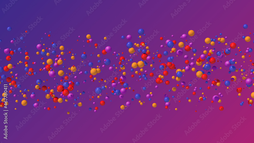 Group of bright colorful balls. Abstract illustration, 3d render.