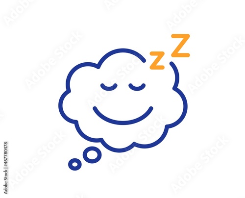 Sleep line icon. Night rest sign. Comic speech bubble with smile symbol. Colorful thin line outline concept. Linear style sleep icon. Editable stroke. Vector photo
