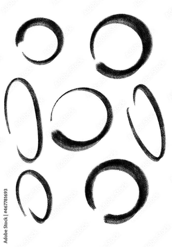 set of circles and ovals drawn in pencil set of circles and ovals drawn in pencil