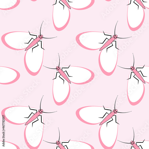 Illustration on a square background - stylized moths - graphics. Summer, insects, unbearable ease of life