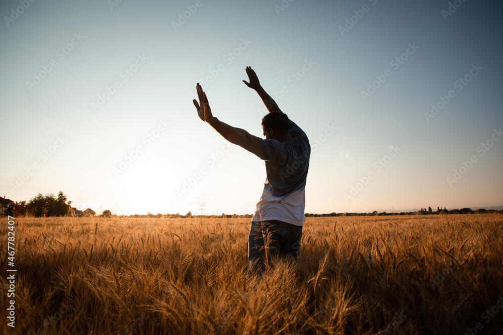 Farmer in the middle of the field Farmer in the middle of the field