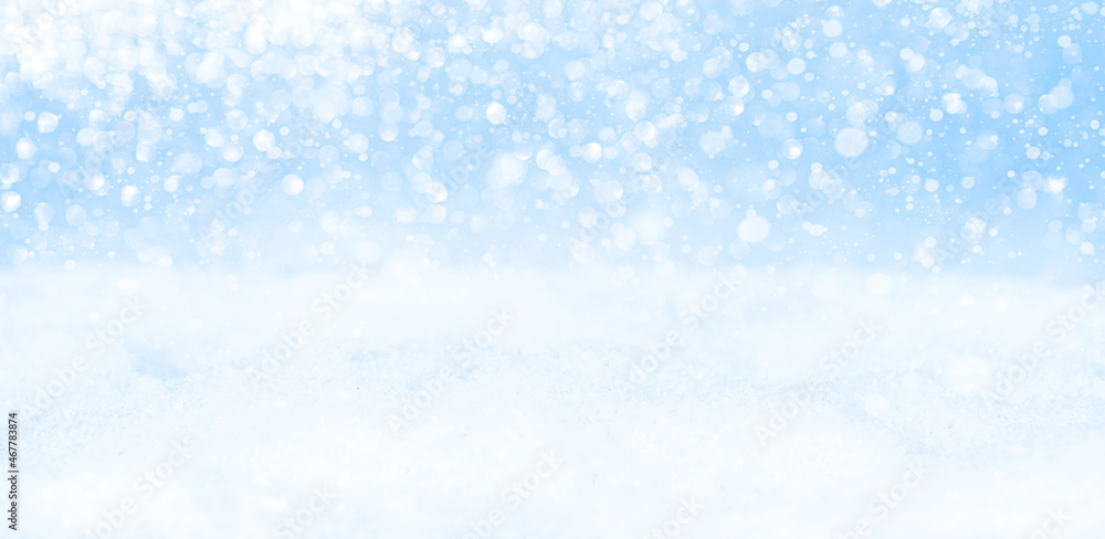Abstract background with defocus snow and blue sky