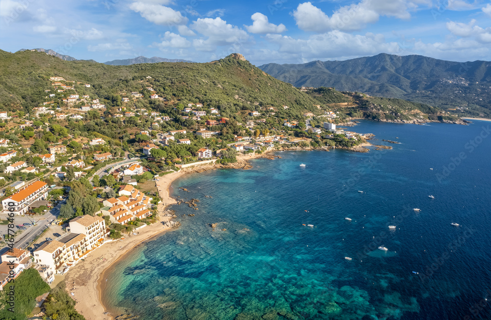 Landscape with Corse du Sud coast in Corsica island, France