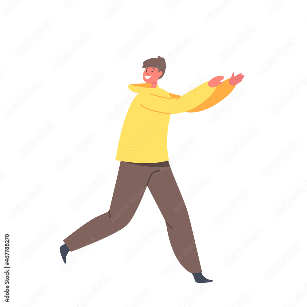 Happy Child Playing, Preteen Boy Fun on Playground. Male Character Run, Having Active Game Recreation, Childhood Concept Happy Child Playing, Preteen Boy Fun on Playground. Male Character Run, Having Active Game Recreation, Childhood Concept