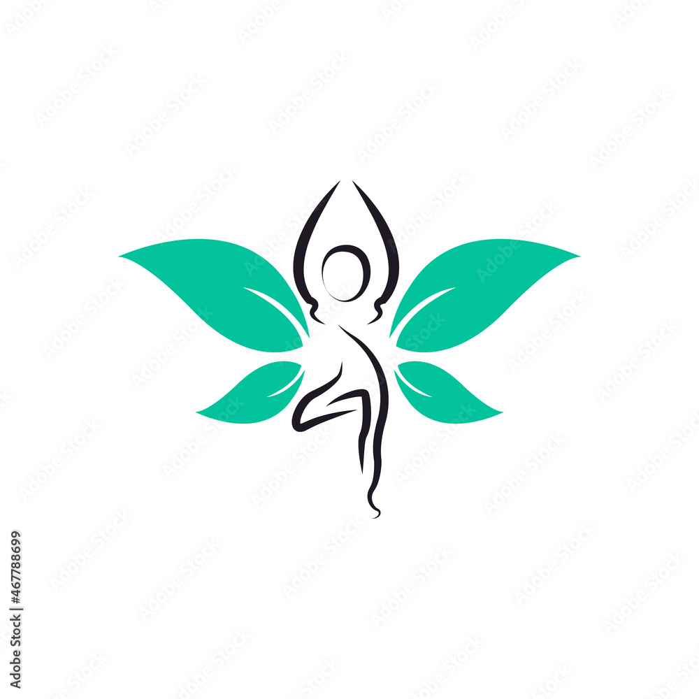 Butterfly Woman with Leaves for Wellness and Healthy Logo Icon Design Template Element Butterfly Woman with Leaves for Wellness and Healthy Logo Icon Design Template Element