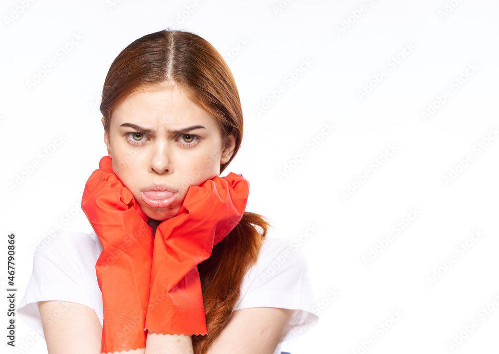 cleaning lady wearing rubber gloves detergents housework cleaning lady wearing rubber gloves detergents housework