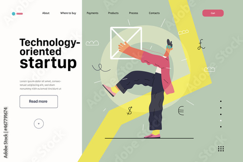 Startup illustration, website landing template. Concept of building new business