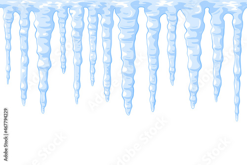 Seamless vector winter border with icicles.