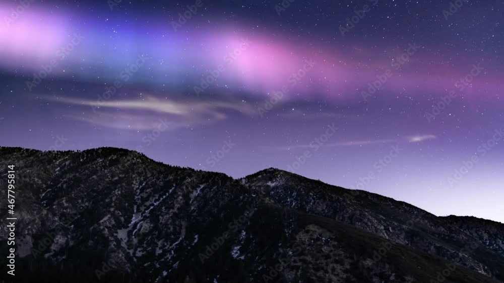 Northern Lights Purple Blue Loop Winter Mt Peaks Northern Lights Purple Blue Loop Winter Mt Peaks