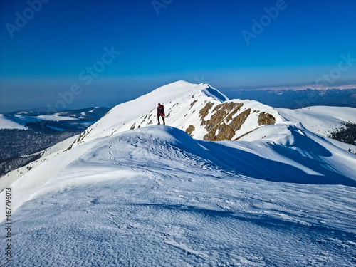 winter mountain landscape, Oslea Ridge, Valcan Mountains, Romania 