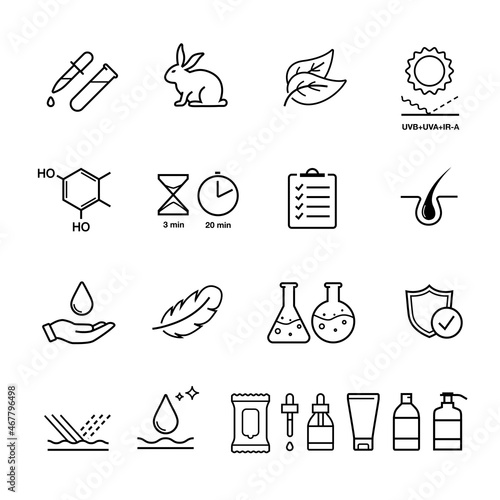 Editable stroke cosmetic icons set. Сan be used for cosmetic, medical and other needs. Ideal for use in e-commerce, mobile, packaging and etc. EPS10.