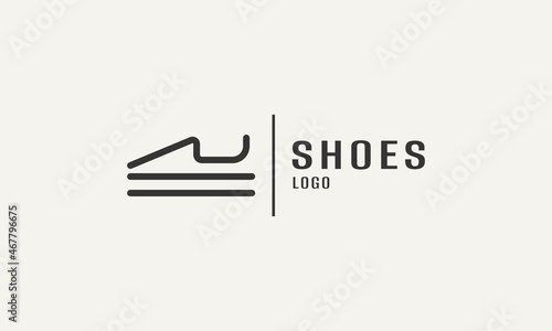 Abstract Vector logo of a shoes which is also similar to sneaker. A Simple logo for Apparel and Footwear Company.