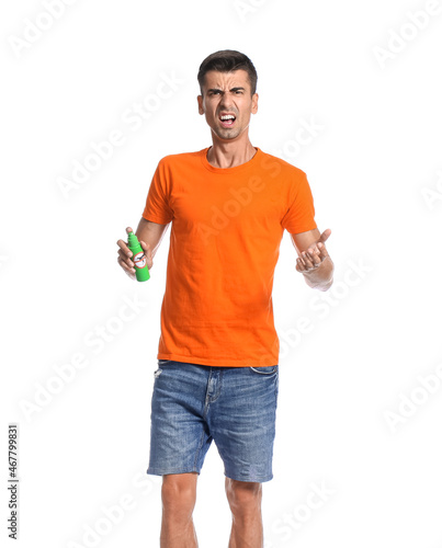Angry young man with mosqui...
