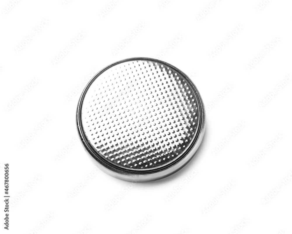 Lithium button cell battery on white background Lithium button cell battery on white background