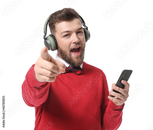 Young man with headphones a...
