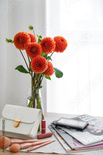Vase with beautiful dahlias...
