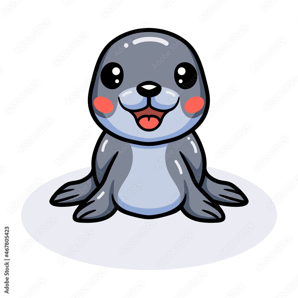 Fototapeta premium Cute little seal cartoon posing