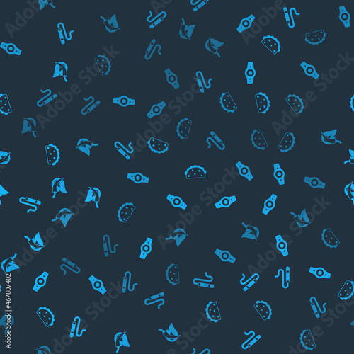 Set Cigar, Wrestling championship belt, Taco with tortilla and Hot chili pepper pod on seamless pattern. Vector