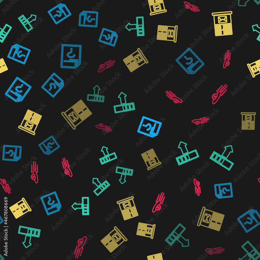 Set line Unknown document, Loading, Mail server and UFO flying spaceship and alien on seamless pattern. Vector Set line Unknown document, Loading, Mail server and UFO flying spaceship and alien on seamless pattern. Vector