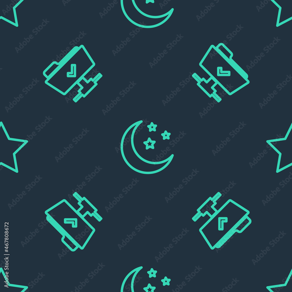 Set line Moon and stars, FTP operation successful and Star on seamless pattern. Vector Set line Moon and stars, FTP operation successful and Star on seamless pattern. Vector