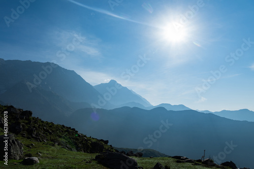 Sunrise over the Mountain with hazy weather 