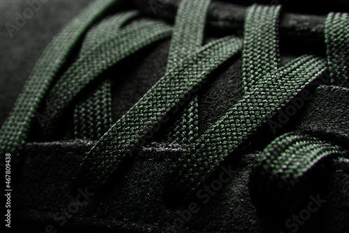 Macro shot of shoe lace texture photo