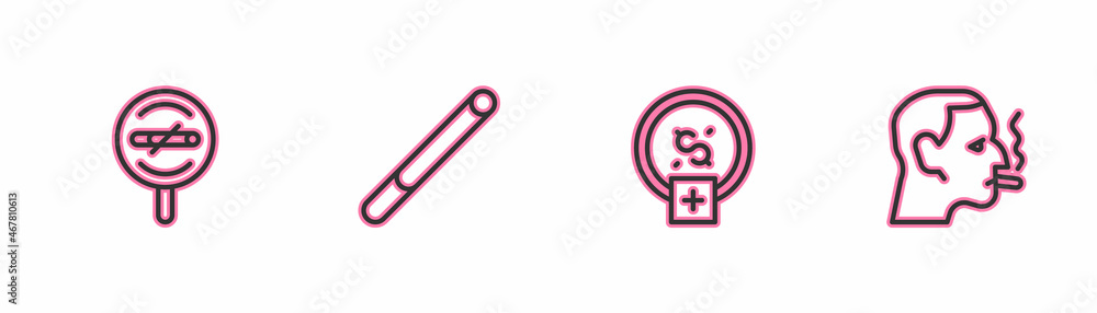 Set line No smoking, Stop smoking, money saving, Cigarette and Man cigarette icon. Vector Set line No smoking, Stop smoking, money saving, Cigarette and Man cigarette icon. Vector