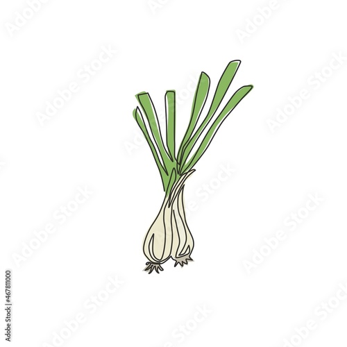 One single line drawing of whole healthy organic leek for plantation logo identity. Fresh ingredient concept for vegetable icon. Modern continuous line draw design vector graphic illustration