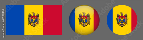Moldova flag set collection button flat rounded icon