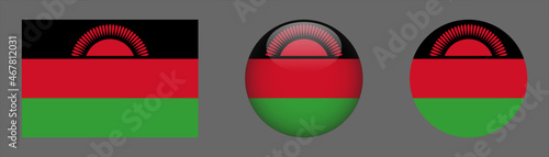 Free Download Malawi flag set collection button flat rounded icon - GFXLoad