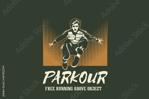 Parkour free running above object silhouette design