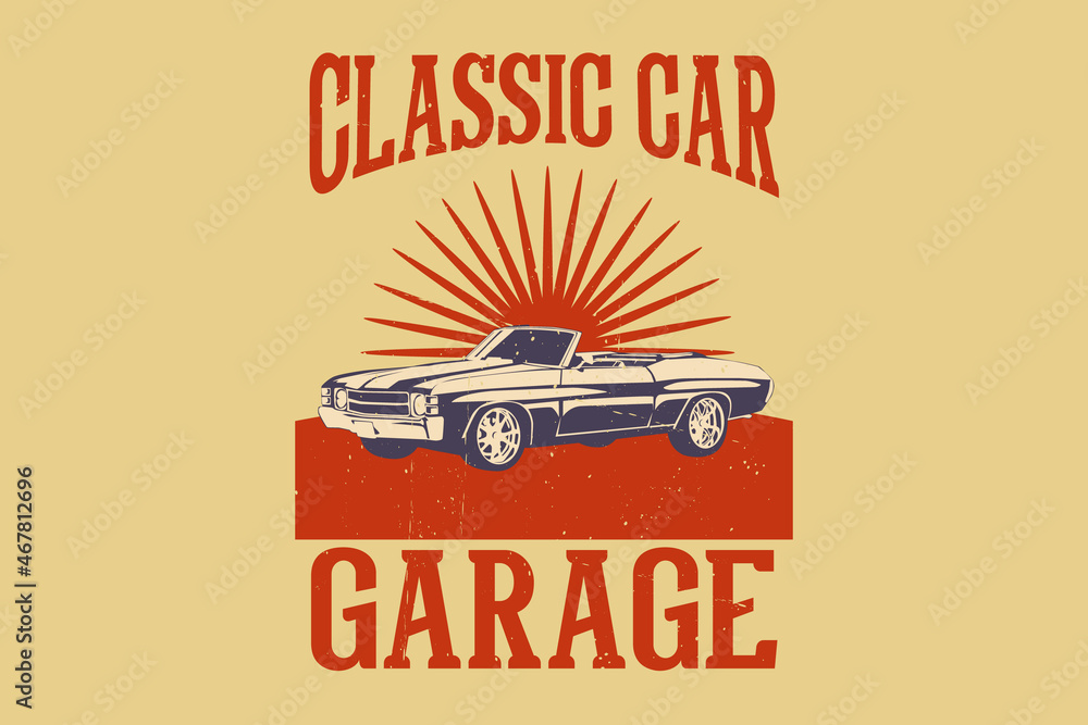 Classic car garage silhouette design Stock Vector | Adobe Stock