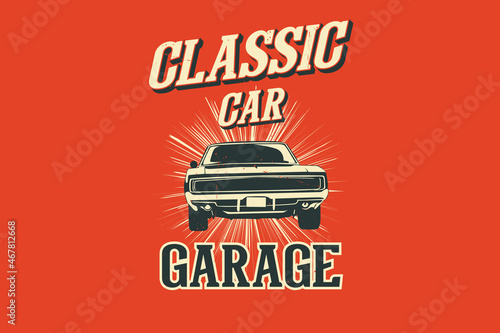 Fotografia Classic car garage silhouette design