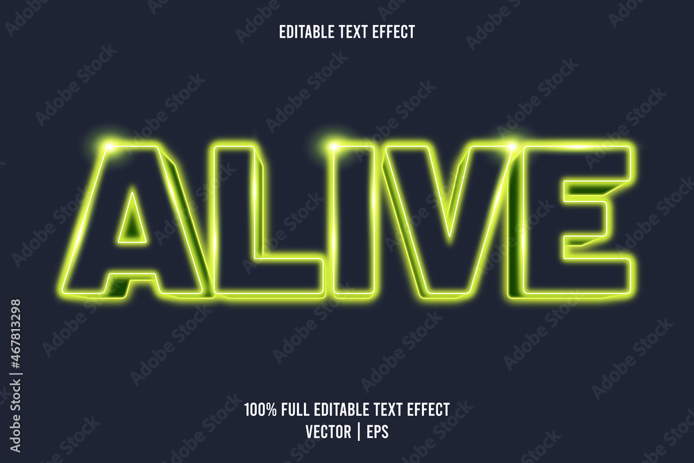 Alive editable text effect neon style