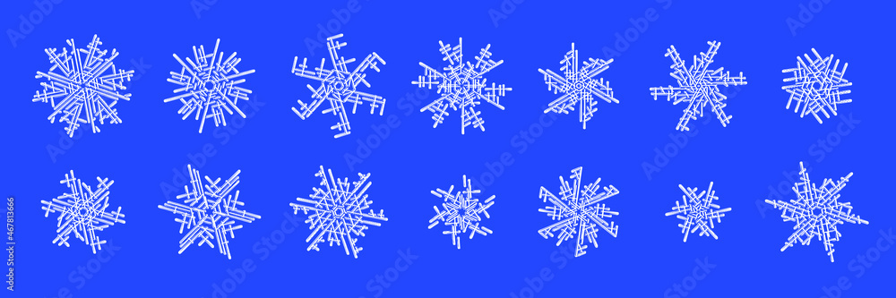 Set of snowflakes, vector illustration. Winter background. Set of snowflakes, vector illustration. Winter background.