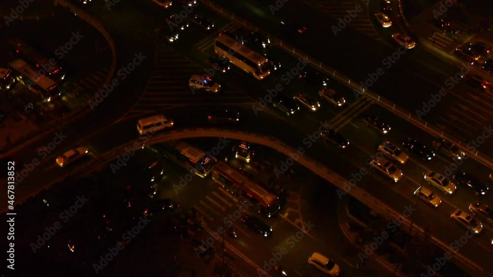 aerial night view of traffic pollution in an urban city;China. aerial night view of traffic pollution in an urban city;China.
