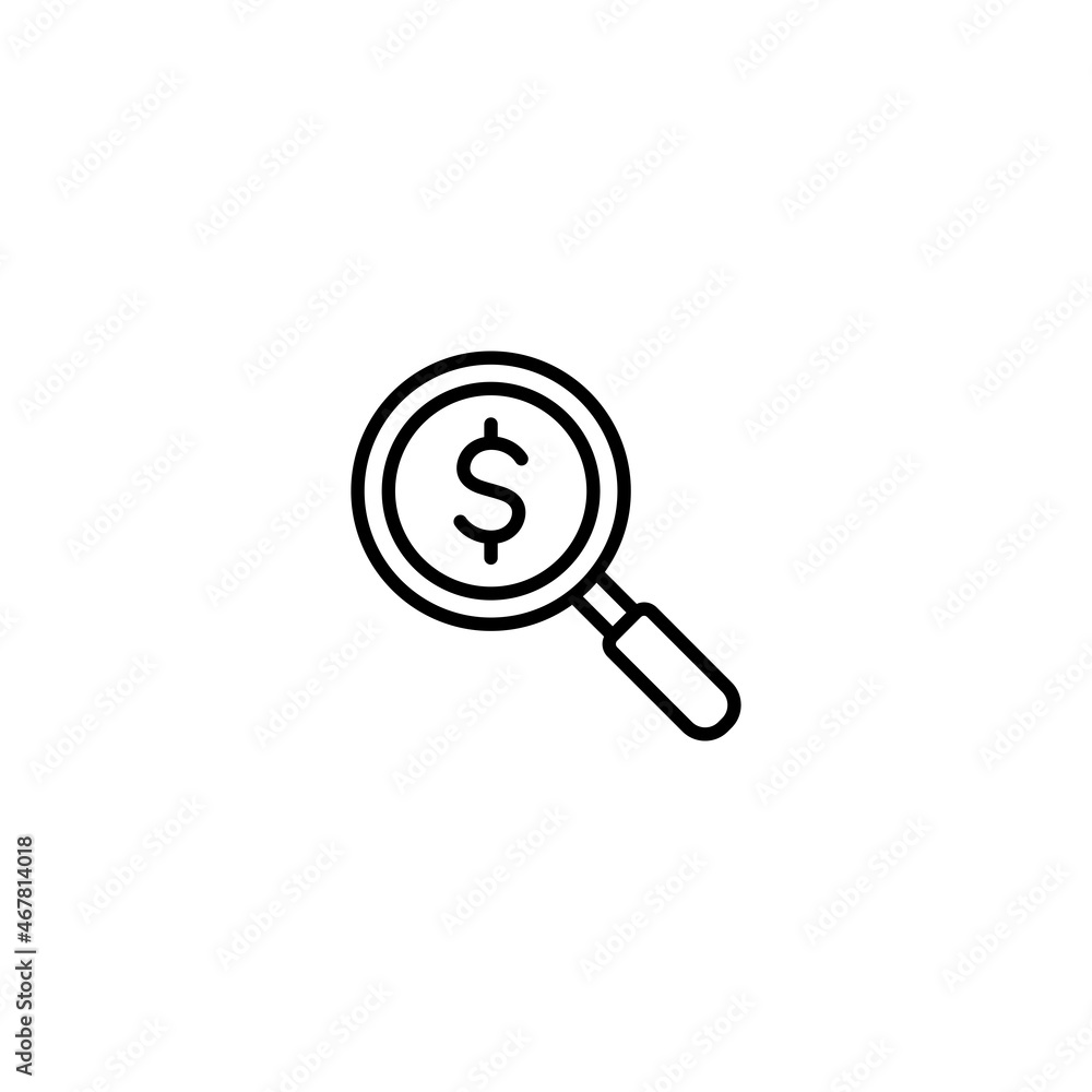 Magnifier with dolar icon, search dollar icon vector Magnifier with dolar icon, search dollar icon vector