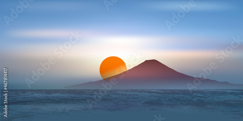富士山　日の出　新年　背景