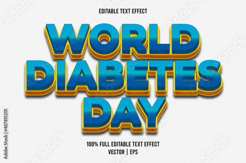 World diabetes day editable text effect cartoon style