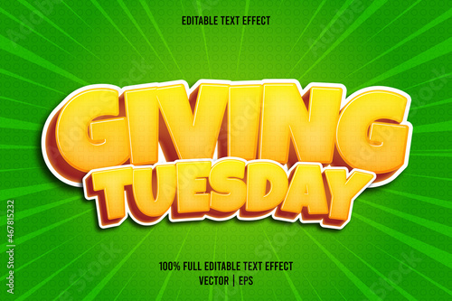 Giving tuesday editable text effect comic style